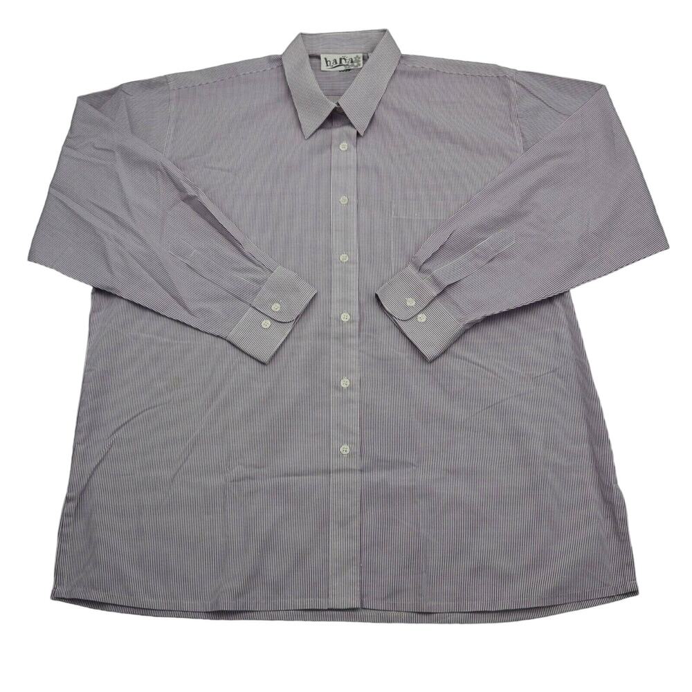 Hana Shirt Mens XL Purple Striped Long Sleeve Button Down Dress